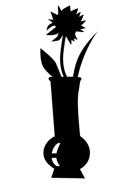 Vector silhouet vaas met bloem — Stockvector
