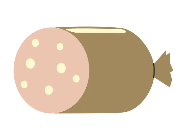 Vettore, illustrazione a colori di salsiccia affumicata. Stile piatto. Moti — Vettoriale Stock