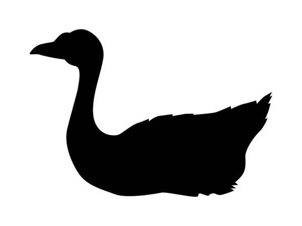 Vector silhouet van drijvende gans. Motief van boerderij, dieren in het wild, een — Stockvector