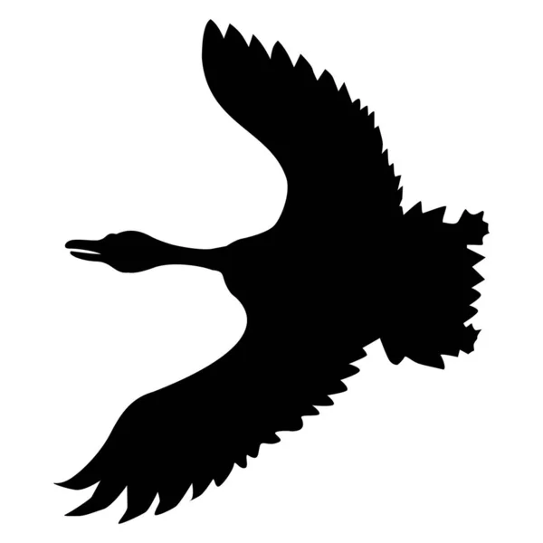 Vector silhouet van vliegende gans. Motieven van wilde dieren, natuur, — Stockvector