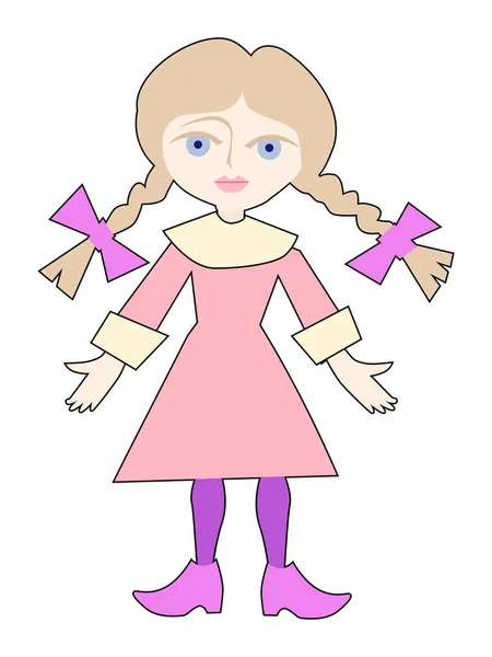Vector, ilustración coloreada de muñeca infantil. Temas de juego , — Archivo Imágenes Vectoriales