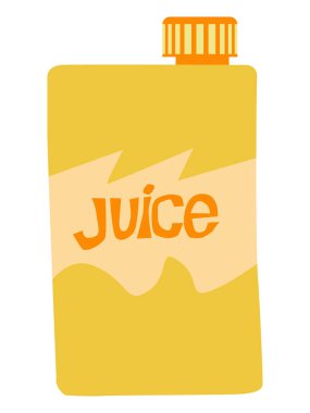 Vektör, meyve suyu kutusu renkli illüstrasyon. Gıda konuları ve