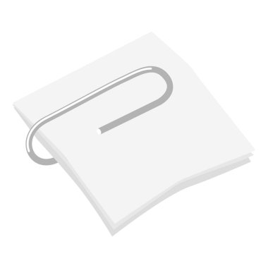 Vektör, ataş renkli illüstrasyon. Ofis obj konular