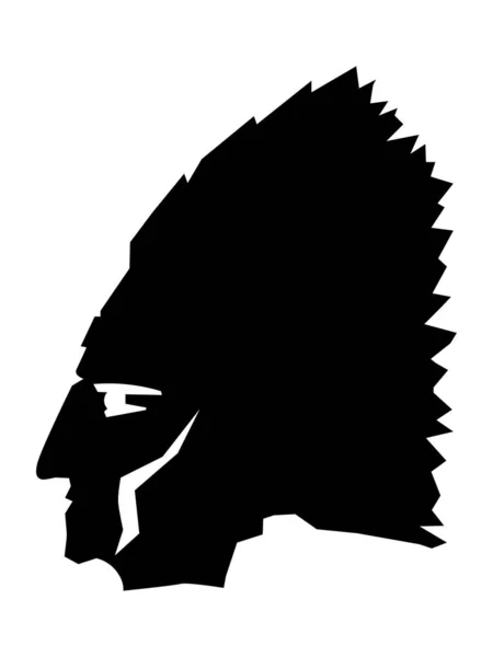 Vector silhouette of face of native american in profile. Motives — Stock Vector