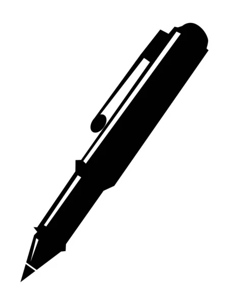 Vectorsilhouet van de pen. Motieven van het kantoor, voorwerpen, zaken, — Stockvector