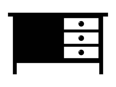 Ofis masasının vektör silueti. Görev gerekçeleri, nesneler, b