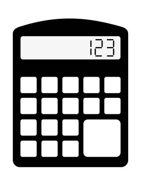 Hesap makinesinin vektör silueti. Görev gerekçeleri, nesneler, otobüs