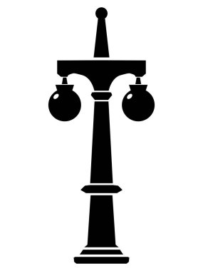 Sokak lambalarının silueti direğin üzerinde. Kentsel yaşam nedenleri