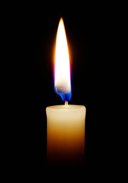 Burning Candle Black Background Closeup — Stock Photo, Image