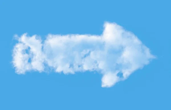 Cloud in  shape of arrow against the blue sky. 3D illustration.