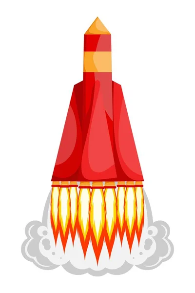 Spuštění Rakety Bílém Pozadí Červená Kreslený Styl Spuštění Spouštěče Reaktivní — Stockový vektor