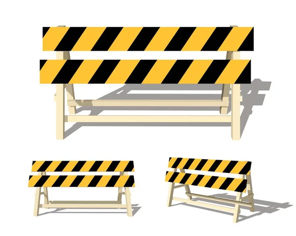Realistic Image Road Barrier Yellow Stripes White Background Isolated Object — Stock Vector
