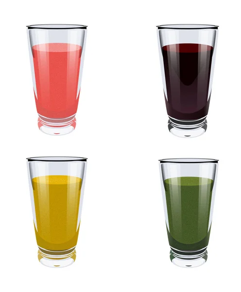 Color Image Collection Realistic Glasses Smoothies White Background Isolated Objects — Stock Vector