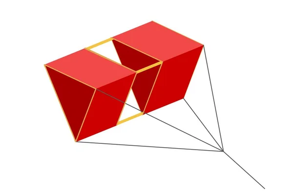 Roter Kastenförmiger Drachen Auf Weißem Hintergrund Vektor Illyustartsiya Thema Hobbys — Stockvektor