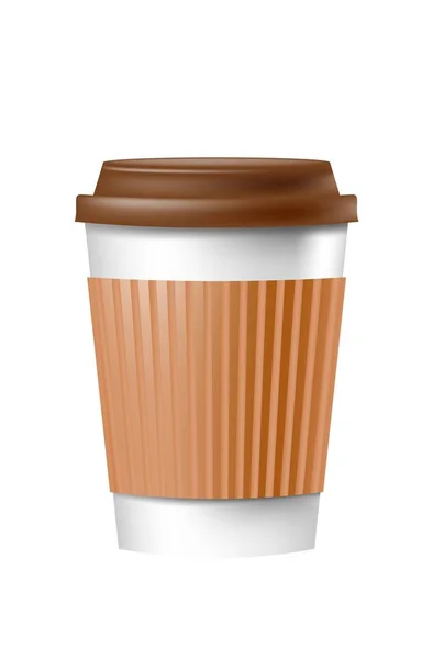 Copo Papel Para Café Com Uma Tampa Sobre Fundo Branco — Vetor de Stock