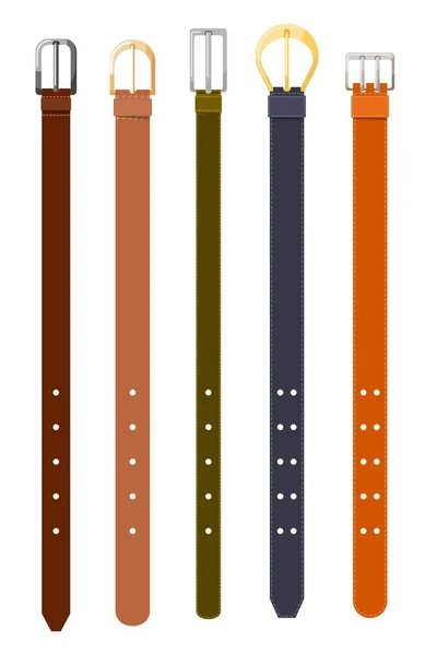 Waist Leather Colored Dark Light Thick Thin Strap Set Male — Stok Vektör