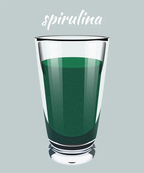 Bebida Verde Alga Sobre Fondo Blanco Aditivo Alimentario Medicinal Espirulina — Vector de stock