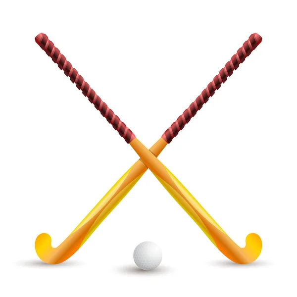 Feldhockey Sportartikel Zum Spielen Auf Weißem Hintergrund Hockeyschläger Und Ball — Stockvektor