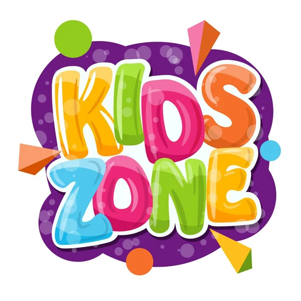 Kids Zone Cartoon Inscription White Background Vector Illustration Playground Game — Stock Vector