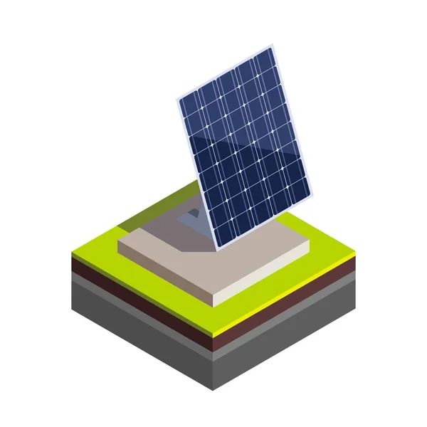 白色背景上的太阳能电池 可再生能源的象征 清洁的太阳能 现代技术的标志 能源再生产设备 — 图库矢量图片