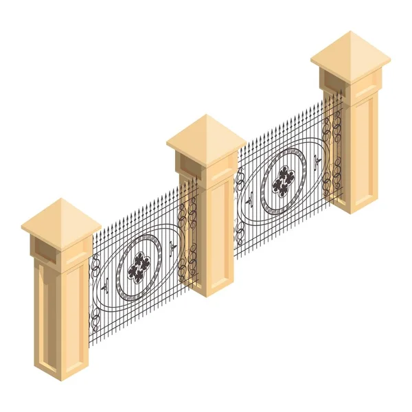 Clôture Isométrique Avec Grille Acier Torsadée Sur Fond Blanc Illustration — Image vectorielle