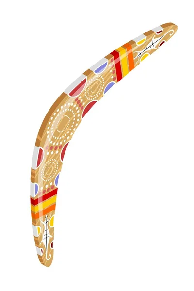 Boomerang Con Motivo Tribale Stile Isometrico Sfondo Bianco Tema Della — Vettoriale Stock