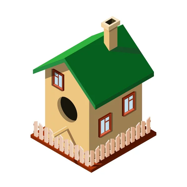Cute Birdhouse Elements House White Background Birdhouse Windows Fence Chimney — Stock Vector