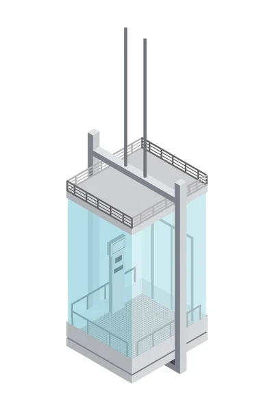 Afbeelding Van Een Staal Glas Panoramische Lift Met Transparante Vensters — Stockvector