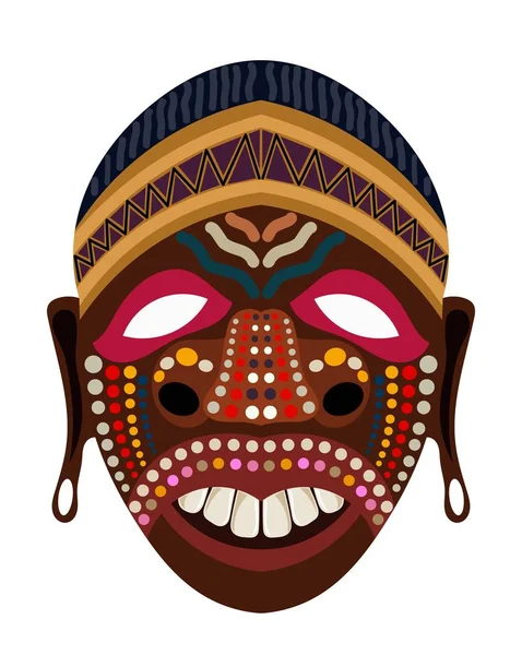 Cartun Etniska Mask Tribal Formatelementet Religion Kult Vit Bakgrund Vektorillustration — Stock vektor