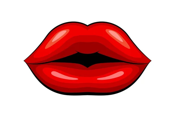 Labios Rojos Femeninos Sobre Fondo Blanco Manifestación Amor Emoción Labios — Vector de stock