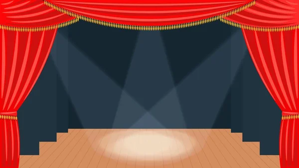 Theater Curtain Classic View Theatrical Backstage Curtain Auditorium Red Fabric — Stock Vector