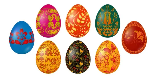 Set Uova Pasqua Colorate Con Pittura Nazionale Ucraina Articoli Celebrazione — Vettoriale Stock