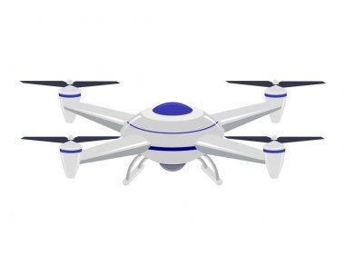 Beyaz arka planda güdümlü hava aracı. Bir insansız hava aracının vektör çizimi. Uçağın vektör illüstrasyonu