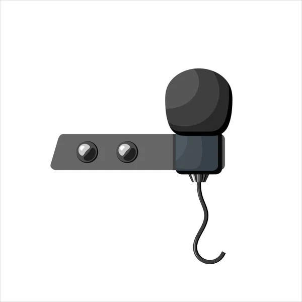 Micrófono miniatura del ojal. Un pequeño micrófono para grabar sonido de calidad sobre fondo blanco. Micrófono Lavalier — Vector de stock