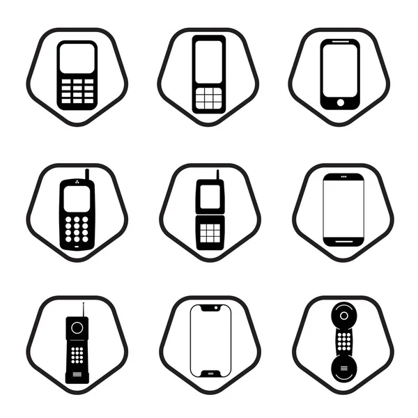 Set Icona Telefoni Cellulari — Vettoriale Stock