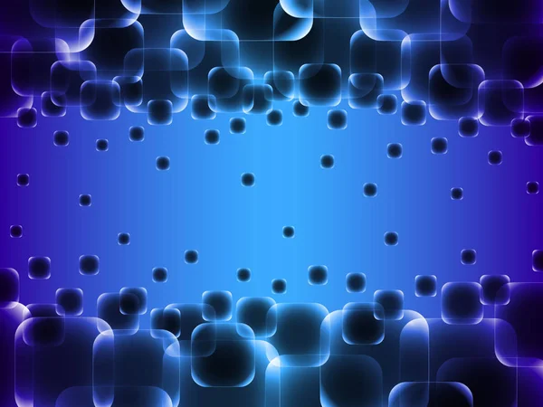 抽象蓝色背景与许多半透明的黑暗的正方形不同大小 图案为设计 — 图库矢量图片