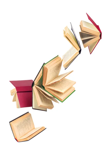 Old Falling Books Isolated White — Stock Photo, Image