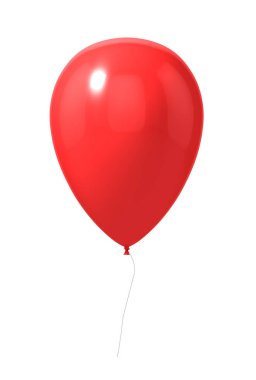 Beyaz izole kırmızı balon. 3D çizim