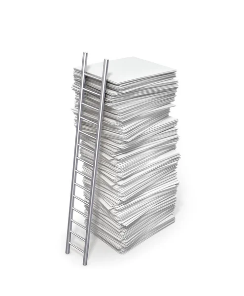 Employment Concept Ladder Stack Blank Paper Illustration — Stock Photo, Image