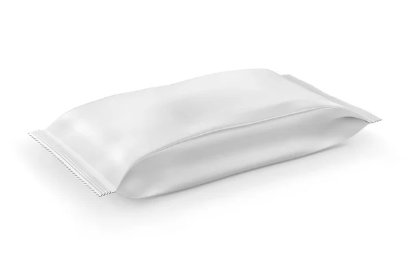 Embalaje Blanco Bolsa Plástico Toallitas Aisladas Sobre Fondo Blanco — Vector de stock