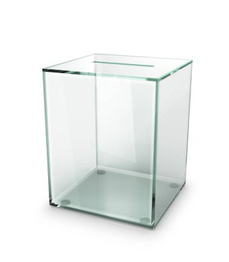 glass transparent ballot box isolated on white background. 3d illustration clipart