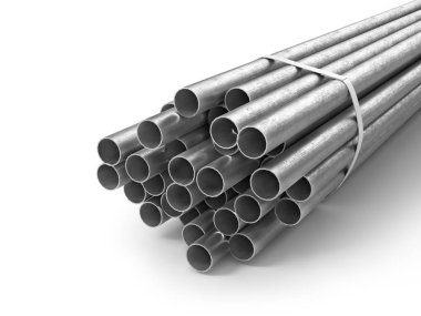 Farklı metal ürünler. Profilleri ve tüpler. 3D çizim
