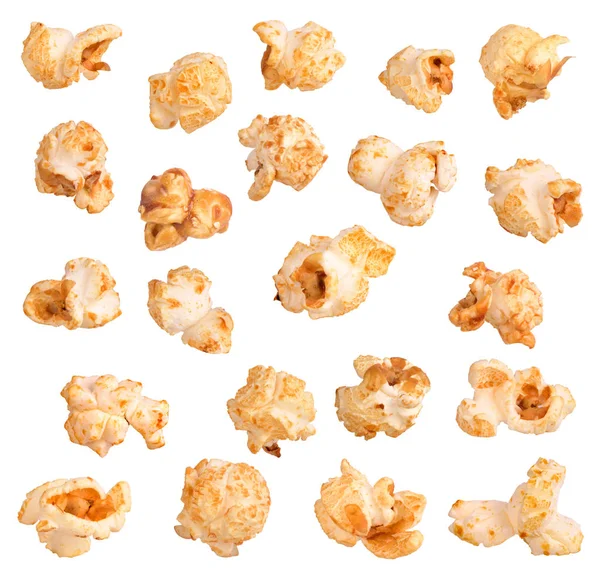 Set Popcorn Caramel White Background — Stock Photo, Image