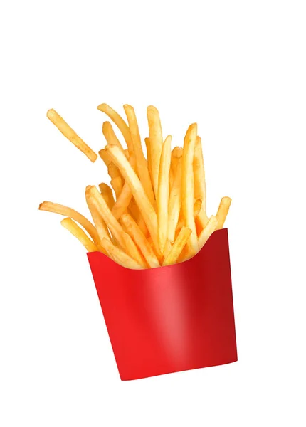 French Fries Fly Out Glass — Stock Photo, Image