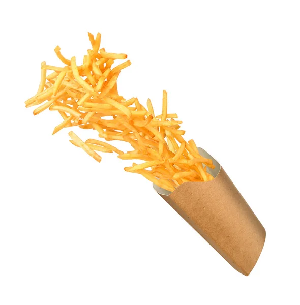 French Fries Fly Out Paper Cup — Stock Photo, Image