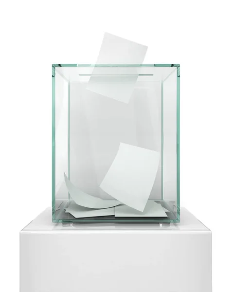 Caja Votación Transparente Vacía Realista Con Papel Votación Agujero Ilustración —  Fotos de Stock