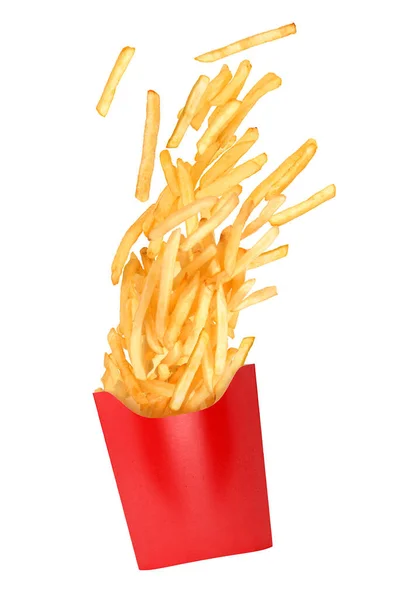 French Fries Flies Out Paper Cup Crashes Out — Stock Photo, Image