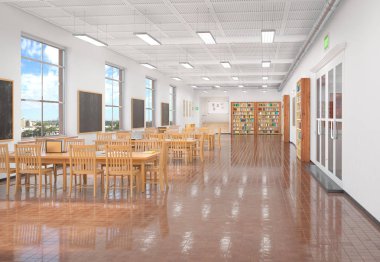 Okuma salonu iç. 3D çizim