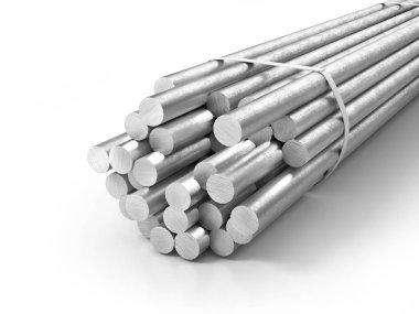 Farklı metal ürünler. Profilleri ve tüpler. 3D çizim