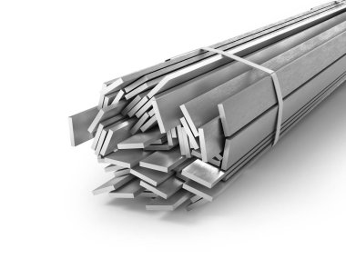 Farklı metal ürünler. Profilleri ve tüpler. 3D çizim